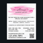 Watercolor Pink Brushstroke Makeup Artist Flyer<br><div class="desc">Script Watercolor Pink Brushstroke Makeup Artist Advertising Flyers By The Business Card Store.</div>