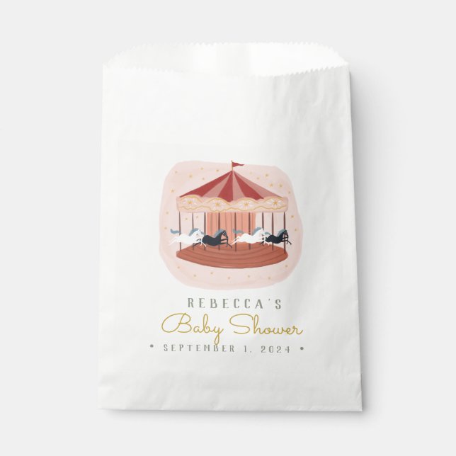 Watercolor Pink Carousel  Favour Bag (Front)