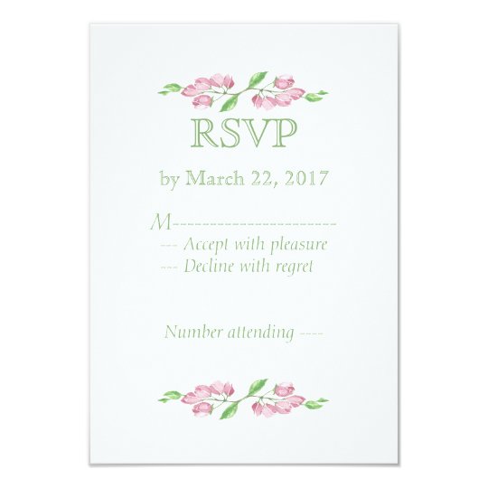 Watercolor Pink Cherry Blossom Flower RSVP Card