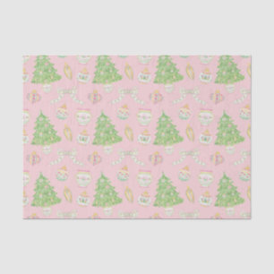 Watercolor Pink Chinoiserie Baubles Christmas Tree Tissue Paper