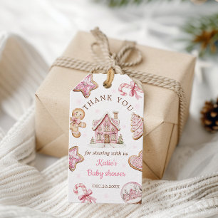 Watercolor Pink Christmas Cookie Baby Shower Favou Gift Tags