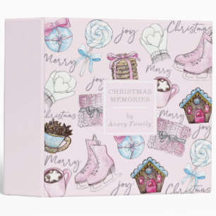 Watercolor Pink Christmas Memories Binder