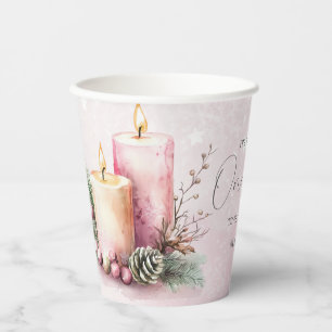 watercolor Pink Christmas Ornament ball birthday Paper Cups