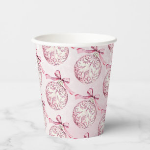watercolor Pink Christmas Ornament ball birthday Paper Cups