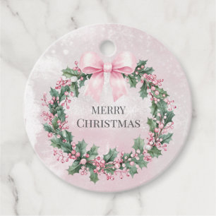 watercolor Pink Christmas Santa 1st birthday Favour Tags