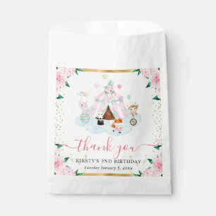 Watercolor Pink Circus Animals Floral Birthday Favour Bag
