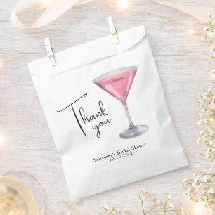 Watercolor Pink Cocktail Bridal Shower Thank you Favour Bag