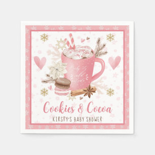Watercolor Pink Cookies and Cocoa Baby Shower Napkin