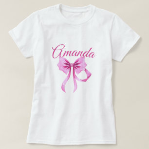 Watercolor Pink Coquette Bow Sweet 16 Birthday T-Shirt