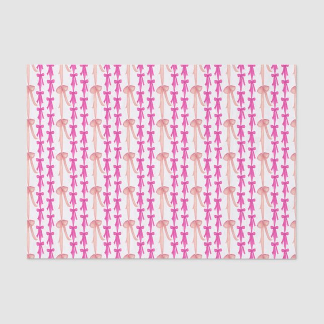 Watercolor Pink Coquette Bows Tissue Paper (Front)