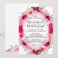 Watercolor Pink Cream Floral Wedding Invitations