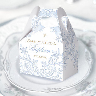  watercolor pink crest   Baptism Favor Box