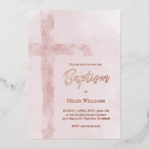 watercolor pink cross Baptism