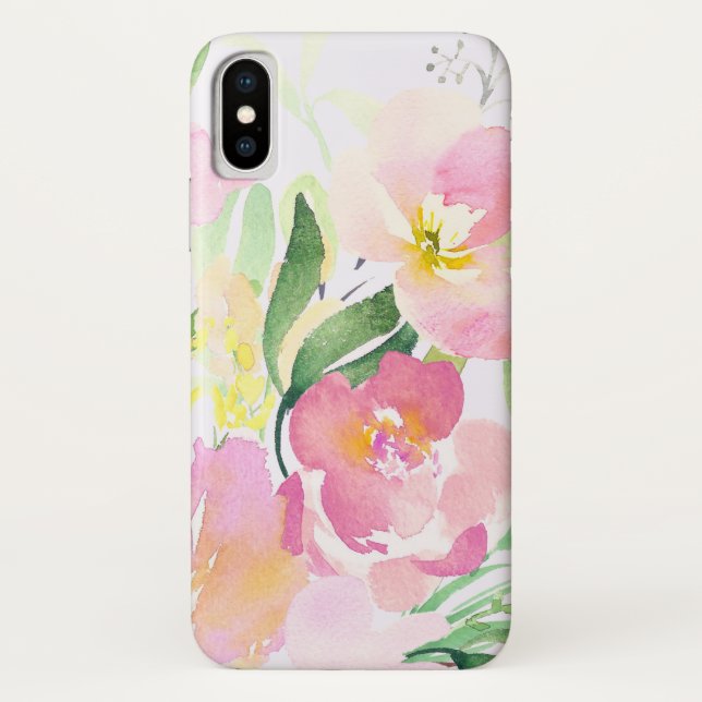 Watercolor Pink Dainty Flowers Personalized Case-Mate iPhone Case (Back)