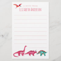 Watercolor Pink Dinosaur 