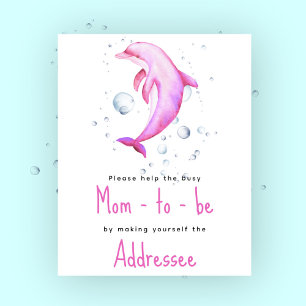 Watercolor pink dolphin - Mom to be addressee Poster