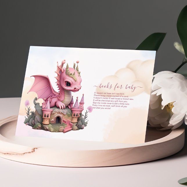 Watercolor Pink Dragon Books for baby Invitation (Creator Uploaded)