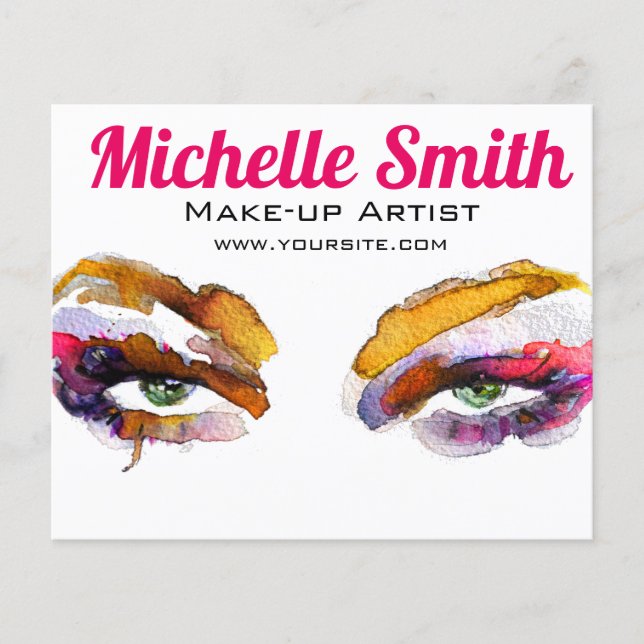 Watercolor pink eye makeup branding flyer (Front)