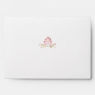 Watercolor Pink Farm Animals Baby Shower Envelopes