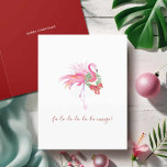 Watercolor Pink Flamingo Florida Beach Christmas Holiday Card<br><div class="desc">This tropical-themed holiday card showcases a replica of my original hand-painted watercolor pink flamingo, adorned with a wreath and bow in vibrant tropical colours on a crisp white background. The playful phrase "FA LA LA LA LA, LA LA MINGO!" is elegantly set in modern brush script typography. Inside, the card...</div>