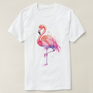 Watercolor Pink Flamingo Paint Splatter T-Shirt