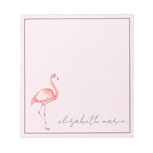 Watercolor Pink Flamingo Personalized Notepad