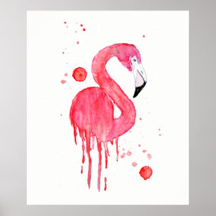 Watercolor Pink Flamingo Poster