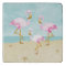 Watercolor Pink Flamingos on the Beach