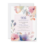 Watercolor Pink Floral 90th Birthday Party