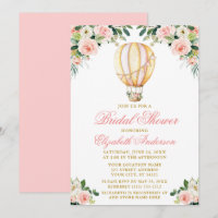 Watercolor Pink Floral Air Balloon Bridal Shower