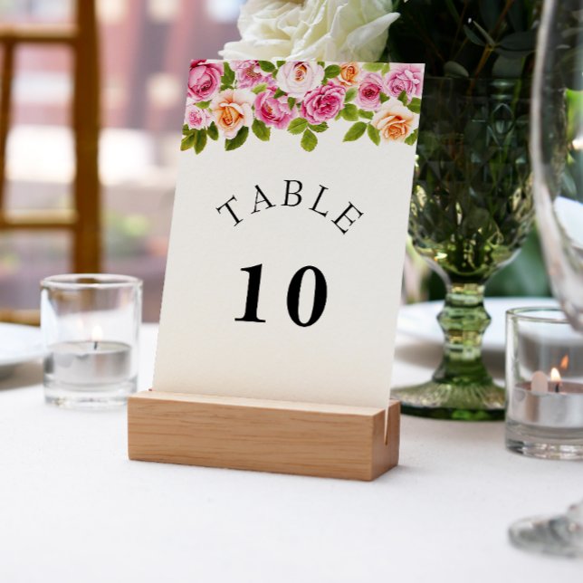 Watercolor Pink Floral Arch Table Number Card (Creator Uploaded)