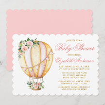 Watercolor Pink Floral Baby Shower Air Balloon