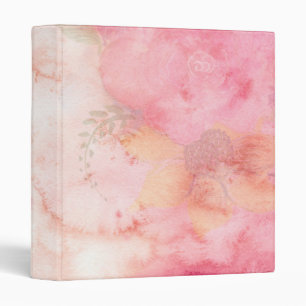 Watercolor Pink Floral Background Binder