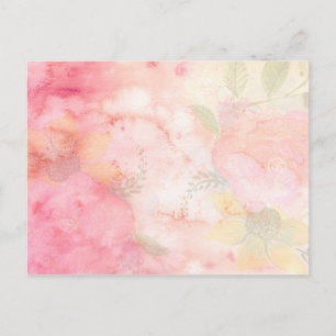 Watercolor Pink Floral Background Postcard