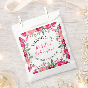 Watercolor Pink Floral Bridal Shower Favour Bag
