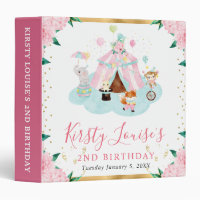 Watercolor Pink Floral Circus Birthday Photo Album