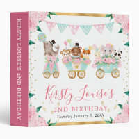 Watercolor Pink Floral Circus Birthday Photo Album