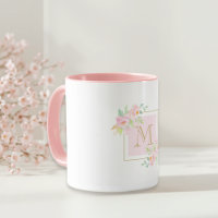 Watercolor Pink Floral Custom Initial Gift