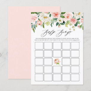 Watercolor Pink Floral Garland Baby Shower Bingo Enclosure Card