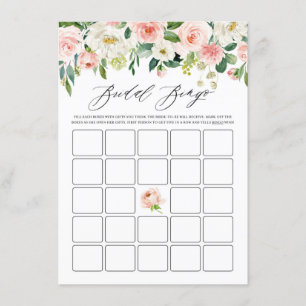 Watercolor Pink Floral Garland Bridal Shower Bingo Enclosure Card