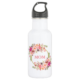 Watercolor Pink Floral Gold Mom 532 Ml Water Bottle