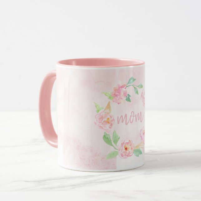 Watercolor Pink Floral Mother's Day Gift Mug (Front Left)