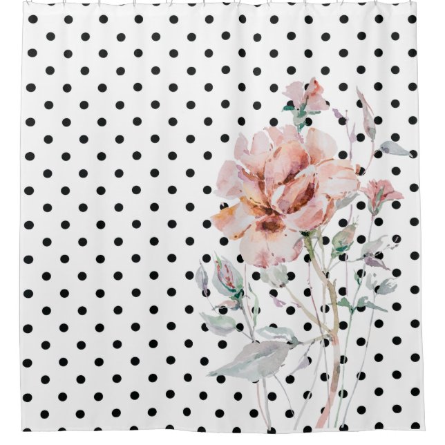 Watercolor Pink Floral on Black Polkadots (Front)