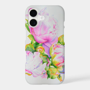 Watercolor pink floral pink peonies white floral