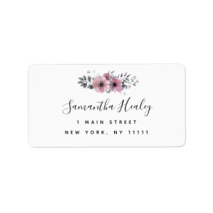 Watercolor Pink Floral Return Address Label
