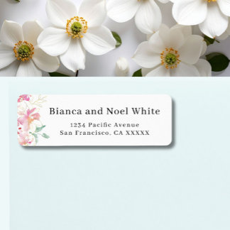 Watercolor Pink Floral Return Address Labels