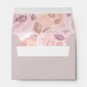 Watercolor Pink Floral Rose Wedding Envelope