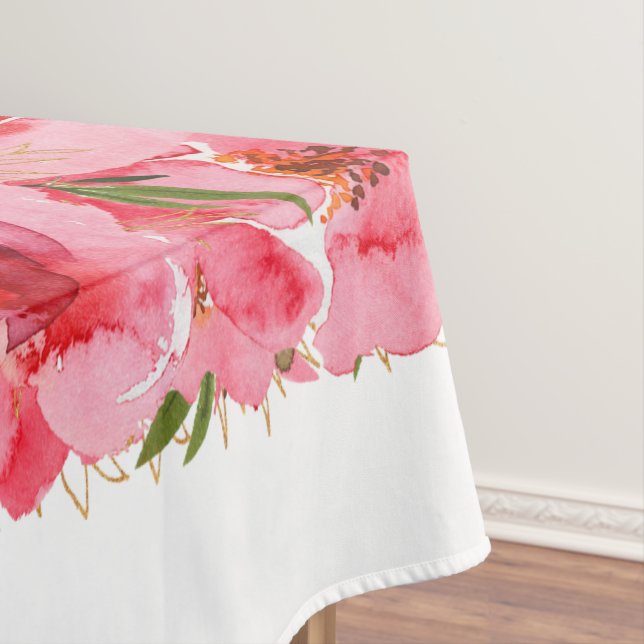 Watercolor Pink Floral  Tablecloth (In Situ)
