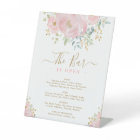 Watercolor Pink Floral Wedding Bar Drinks Menu