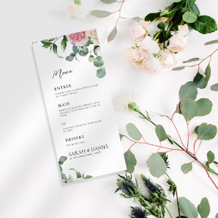 Watercolor Pink Floral Wedding Menu